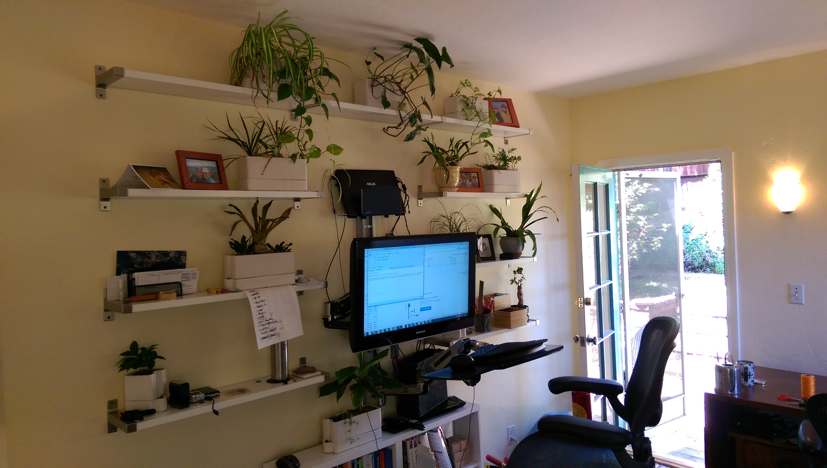 Standing wall desk (plus plant wall)