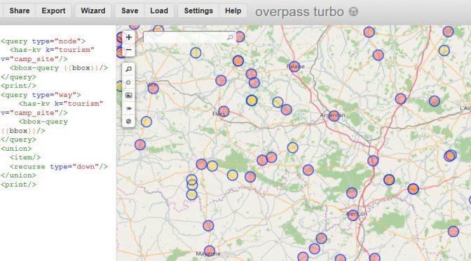 Finding campsites using OpenStreetMap and Overpass Turbo