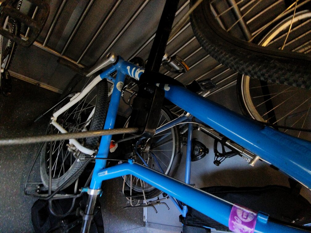 detail showing opening for lock in stabilizer bar of capitol corridor train